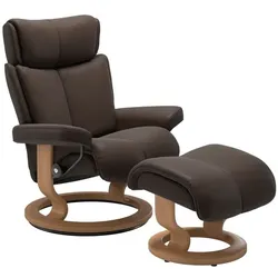 Stressless Sessel mit Hocker Magic Classic Leder Braun Batick Brown L (Large)