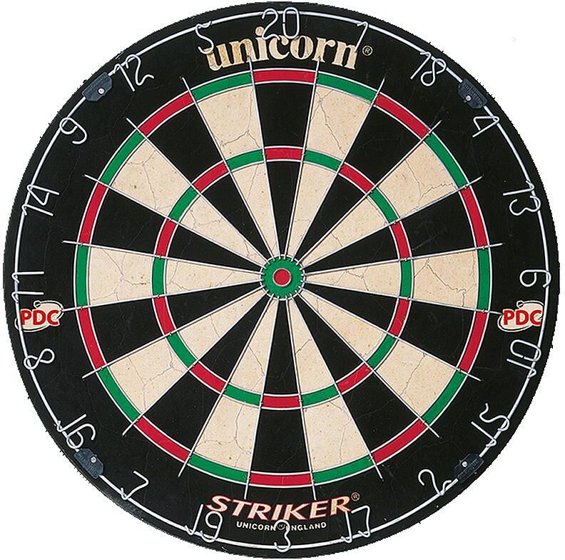 Dartscheibe UNICORN, bunt (schwarz, bunt), Zielscheiben, Sisal, Dartscheibe schwarz, bunt Einheitsgröße