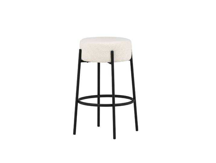 Barhocker VENTURE HOME Tucson, Barhocker in Bouclé, hohe Sitzfläche, belastbar bis 150 kg , weiss (weiß), B:50cm H:70cm T:50cm, 100% Polyester, Hocker, Barhocker, Tresenstuhl, Bouclé-Bezug, Stahlbeine, Fussstütze, modern