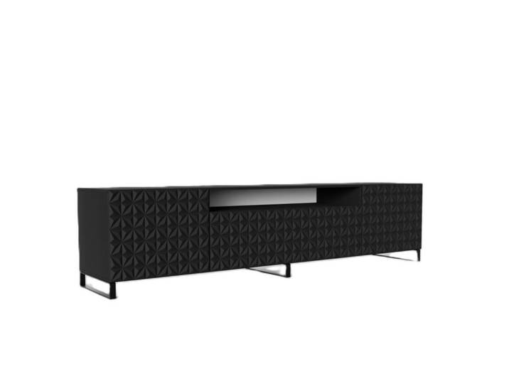Sepro Meble Tv-Lowboard Schwarz ALI Mit Dekorativen Fronten Für Fernseher 200 cm, 200x53x41 cm, Wohnzimmer, TV Möbel, Lowboards, Lowboards stehend