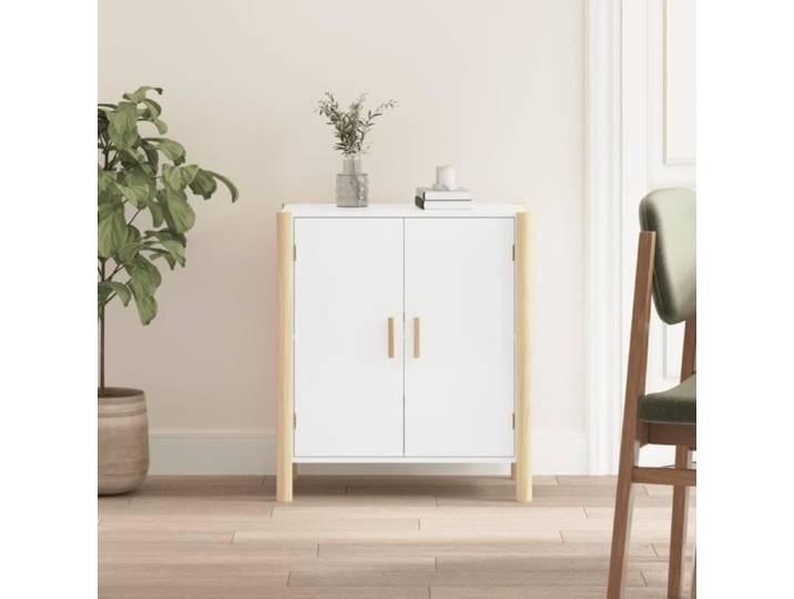 Buffet bas - ALOMEJOR - LeDivil Blanc - 2 portes - Bois massif - 70 cm