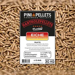 Hartholz Pellets 6 mm PINI 30 Kg zum Heizen Grillen Räuchern Smoken