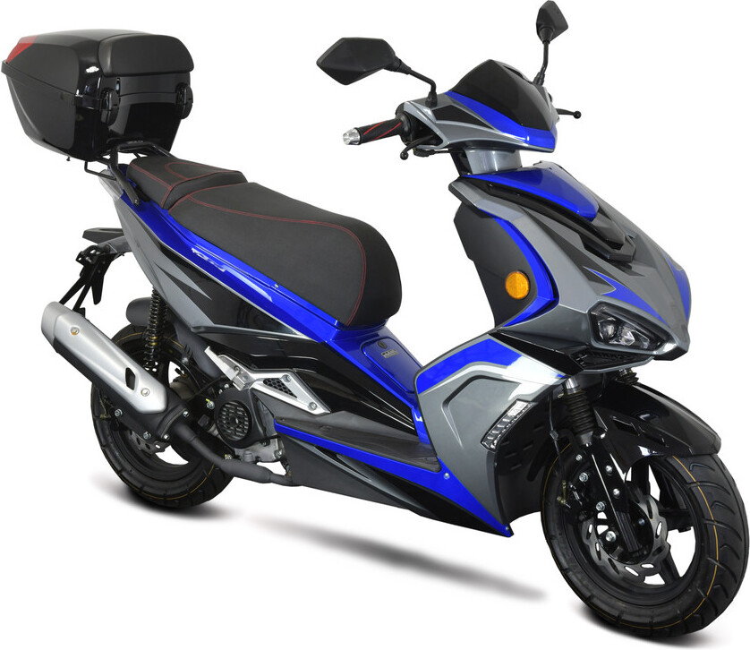 Motorroller Striker 50ccm 25km/h Euro 5 blau mit Top Case GT Union