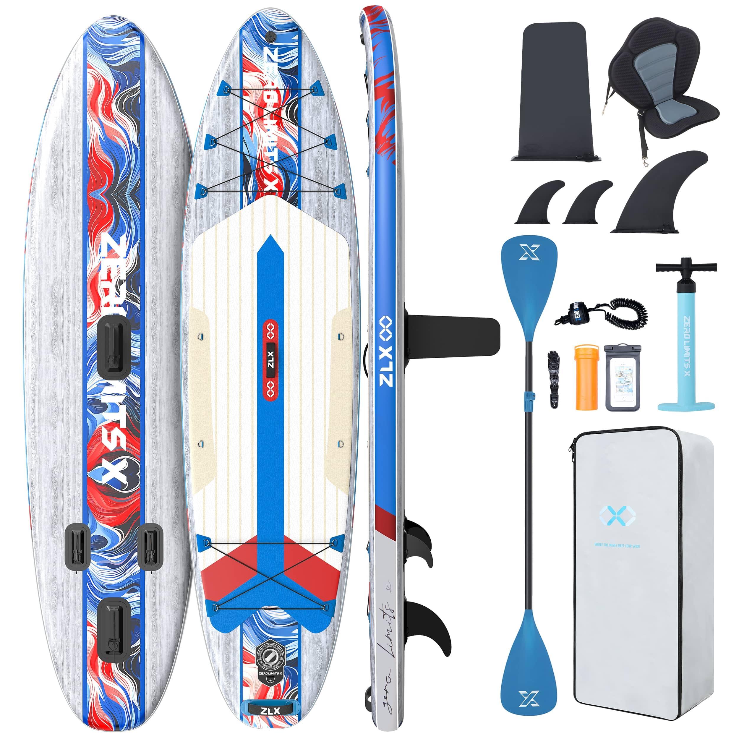 SUP-Board, aufblasbar - 320 cm, weißes Kunststoffmaterial - 15 cm Dicke - rutschfeste EVA-Oberfläche