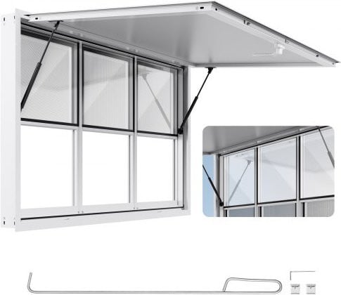 VEVOR Food Trailer Serveerraam met aluminium frame en 6 schuiframen, Wit, B: 152,4 cm, H: 91,5 cm