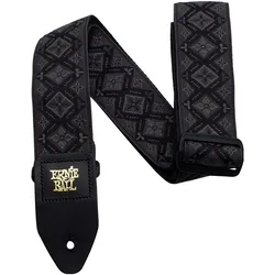 Ernie Ball Regal Black Jacquard Gitarrengurt, Gitarre Zubehör, Grau, Schwarz