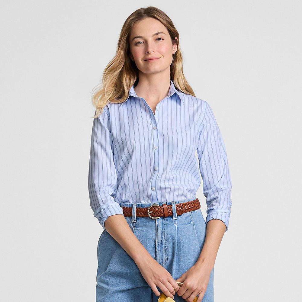 Bügelfreie Baumwoll-Bluse, Damen, size: regular, Blau, Baumwolle, by Lands' End