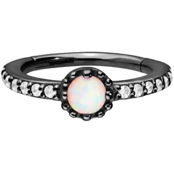 Chirurgenstahl Segmentring Clicker KRISTALLE + SYNTHETISCHER OPAL