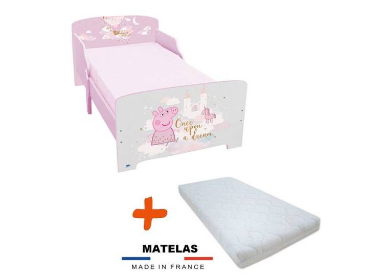 Lit enfant Peppa Pig - 70x140 cm - Multicolore - Sommier et matelas inclus - 1 place
