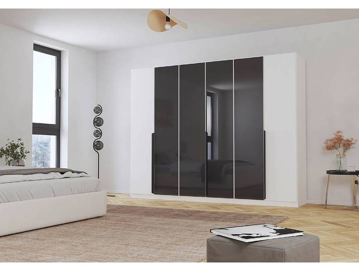 Drehtürenschrank Artemis 271cm Weiß/Graphit/Weiß