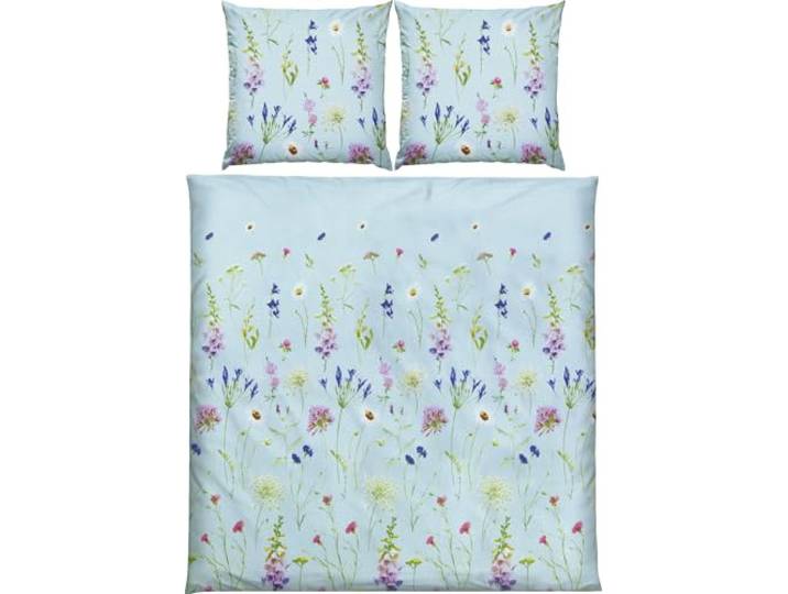 REDBEST Seersucker Bettwäsche Wiesenblumen hellblau Größe 80x80 cm / 200x200 cm - sommerlich-leicht, pflegeleicht, bügelfrei, mit Reißverschluss