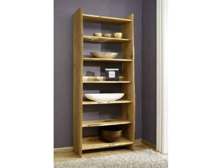 Regal Woodline mit Baumkantenprofil in Wildeiche massiv – Montierte Lieferung – 3%-Vorkasse-Rabatt
