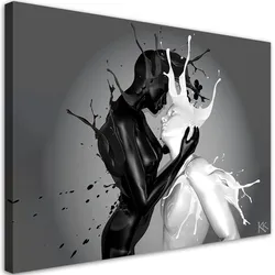 LEINWANDBILD Kaffee und Milch Abstraktion Paar Liebe 90x60cm