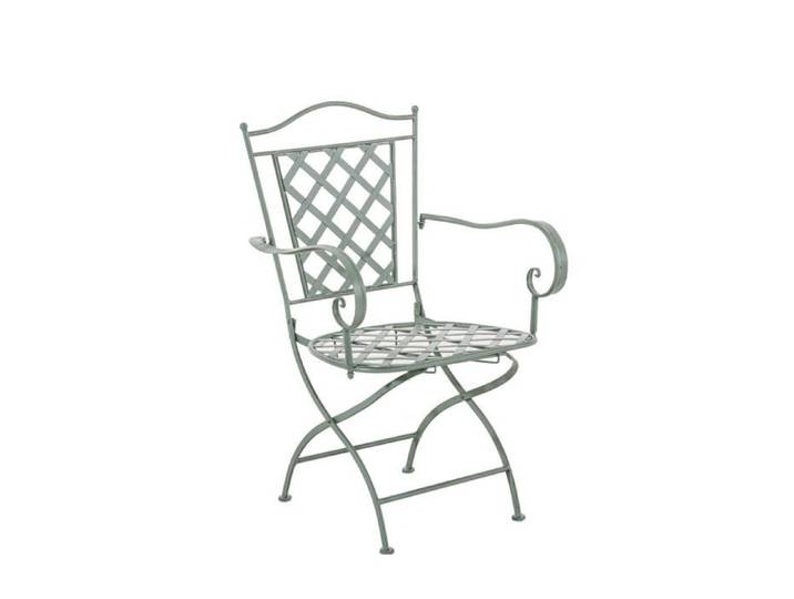 Chaise de jardin - Décoshop26 - Fer forgé - Vert vieilli - Style vintage - Accoudoirs
