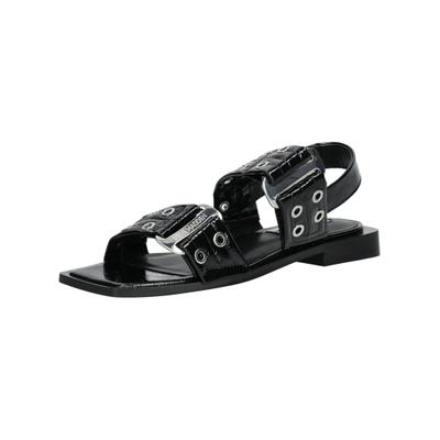 Riemchensandale STEVE MADDEN "STEVE MADDEN Sandalen Lederimitat", Damen, Gr. 37, schwarz, Lederimitat, Schuhe Riemchensandale