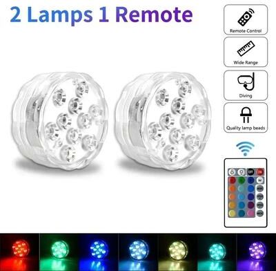 Uplift Picks 16 Color Submersible LED Lights With Remote Control 2 Pcs 1 Remote