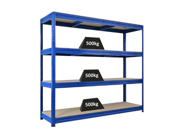 PROREGAL® Schwerlastregal Robustes Steckregal Lastenregal DINO mit 4 stabilen Fachböden, 4 Ebenen Steckmontage ohne Werkzeug hohe Belastbarkeit