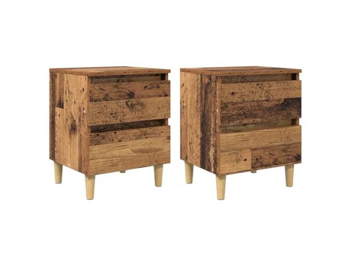 KDVXBCQJH Nachttisch 2er Set Altholz-Optik 40x35x50 cm Beistelltisch Praktisches Duo im Schlafzimmer mit sanft gleitender Schublade, Kegelformbeinen und rustikaler Struktur für mehr Ordnung.