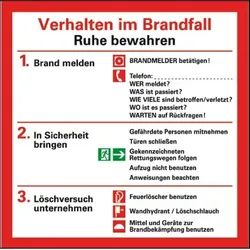 Dreifke® Notfallplan Verhalten im Brandfall, Folie, selbstklebend, 200x200 mm