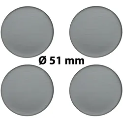 4 x Ø 51 mm Polymere Aufkleber / Metall-Optik / Nabenkappen, Felgendeckel