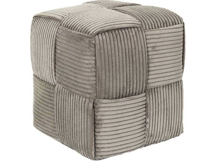 Pouf - HOME DECO FACTORY - Côtelé - Tresse - Gris