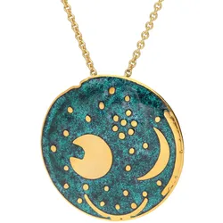 trendor 21453 Damen-Kette Himmelsscheibe von Nebra Silber grün/gold ⌀ 30 mm, 45 cm