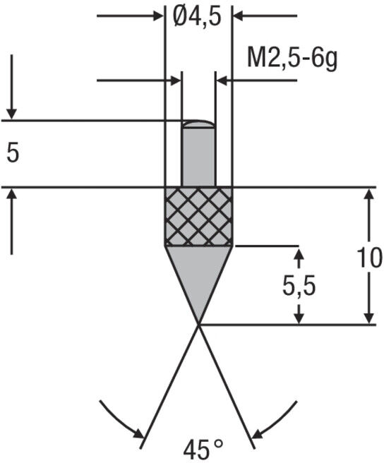 Helios-Preisser HM insert de mesure pointe 2,5 mm, 45G (0710264)