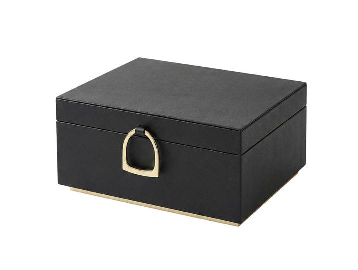 JOYFURNOS 2-laagse sieradendoos, sieradenopberger met handvat, uitneembaar sieradenbakje, zwevend effect, cadeau-idee, zwart