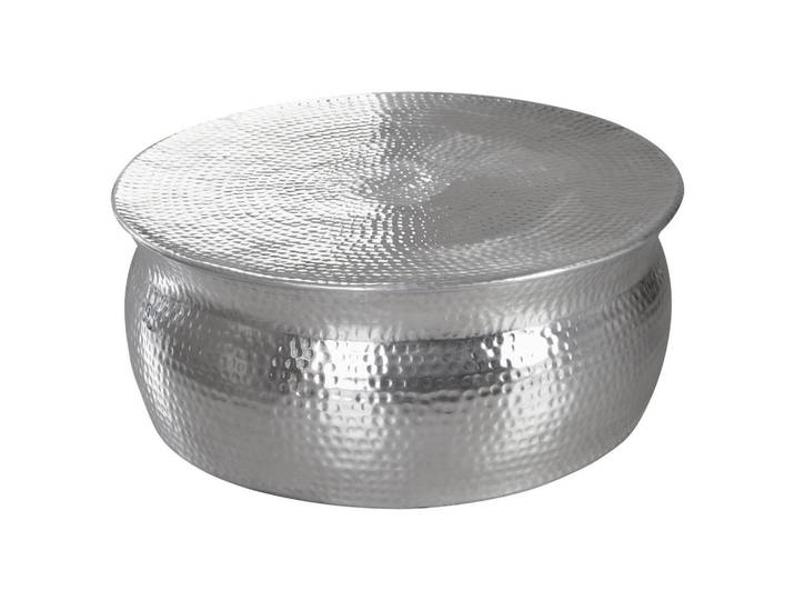 Runder Couchtisch Metall mit Ablage Karam, Silberfarben