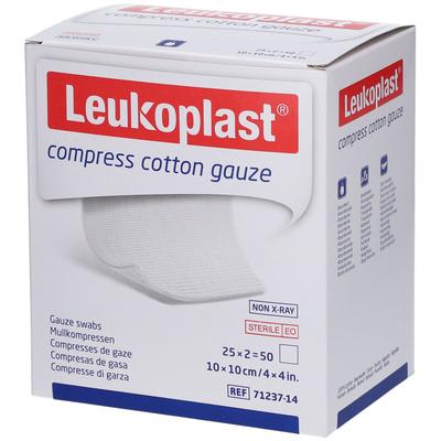 Leukoplast compress Cotton Gauze 10x10cm ste.12f 25x2 St Kompressen
