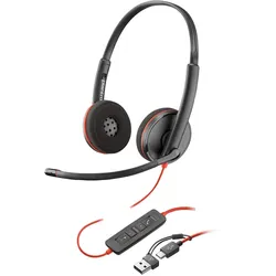 Poly Blackwire 3220 Stereo USB-C Headset schwarz +USB-C/A Adapter