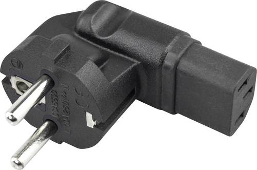 TRU COMPONENTS Adapter Schutzkontakt-Stecker - Kaltgeräte-Buchse C13 Gesamtpolzahl: 2 + PE Schwarz 1St.