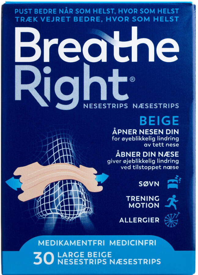 Breathe Right Næsestrips Tan Large Medicinsk udstyr 30 stk
