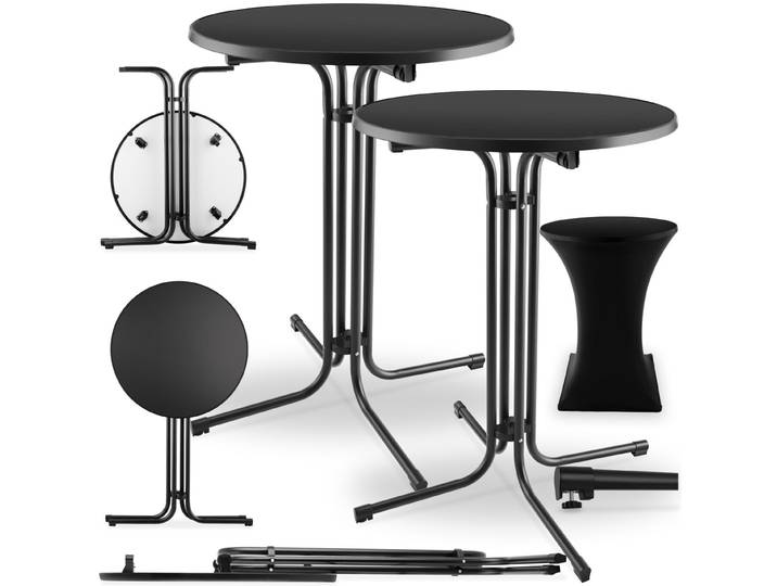 Stehtisch Eren klappbar mit Husse 90x110cm - schwarz, 2er Set