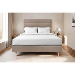 KOPFTEIL Modell Linien – Taupe Samtstoff 180 cm