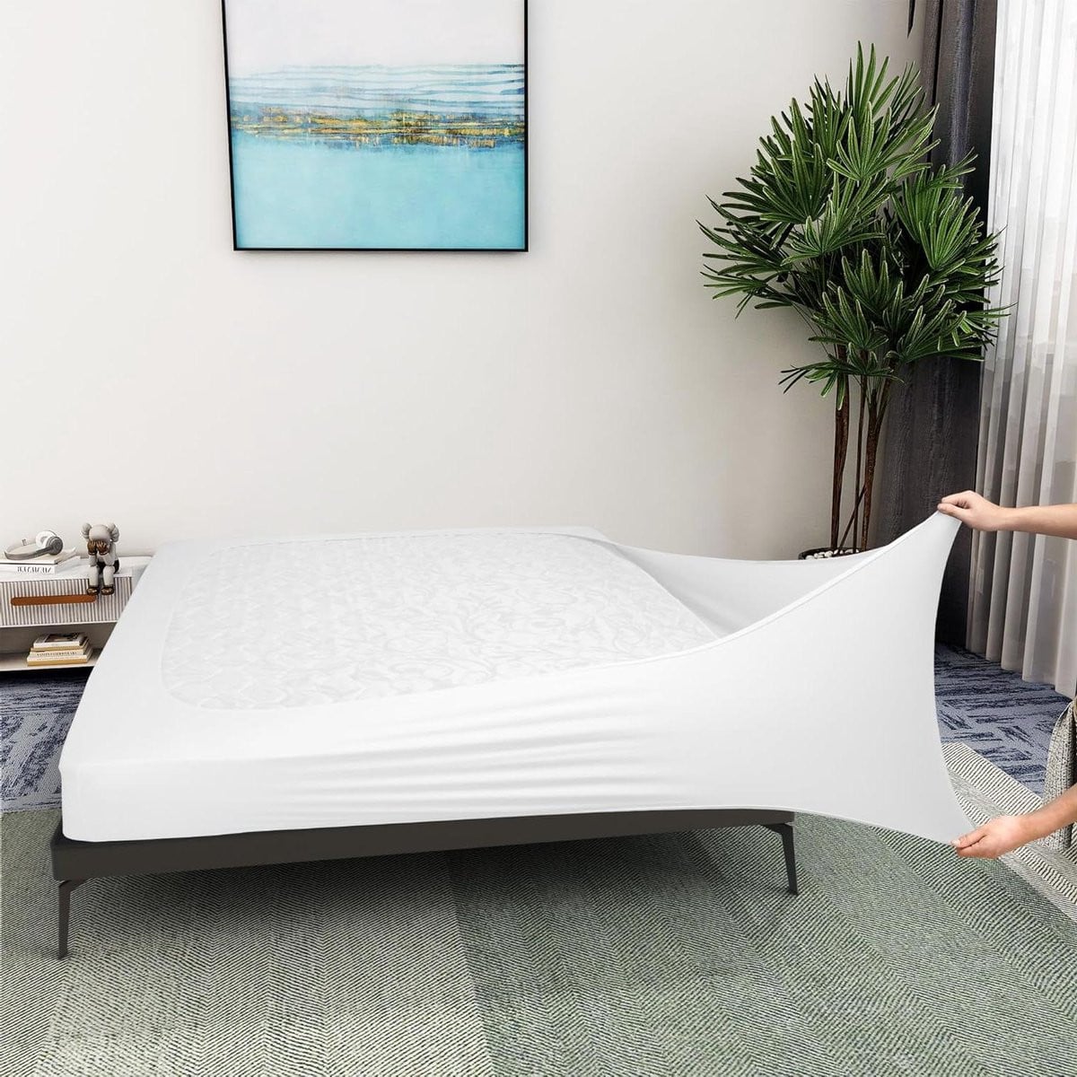 Wit rekbare boxspringhoes bedrok voor volwassenen Full/Double