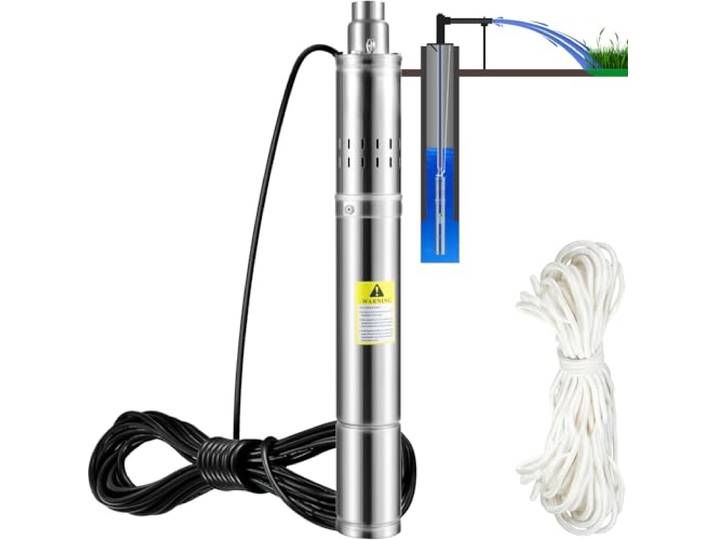 VEVOR Pompe Immergée pour Puits 2100 L/h 108 m Pompe à Eau pour Puits Profond en Acier Inox\, Pompe à Eau Électrique 550 W\, Pompe de Puits Submersible Automatique Usage Domestique Agricole Industriel