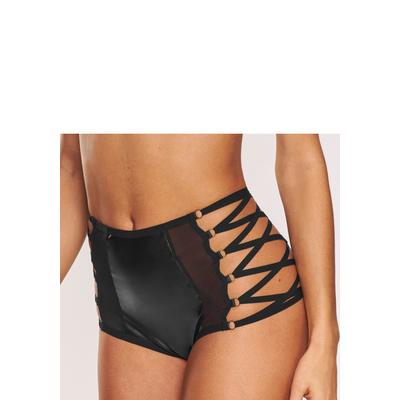 High-Waist-Slip "in Leder-Optik (Kunstleder), als Dessous-Set kombinierbar", Damen, Gr. 44/46, Lederoptik (PU beschichtet), schwarz, Lederoptik (PU beschichtet), Obermaterial: 85% Polyester, 10% Elasthan, 5% Polyamid. Beschichtung: 100% Polyurethan,...