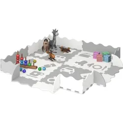 Relaxdays Puzzlematte Symbole Weiß,Grau