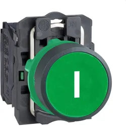 Schneider Electric XB5AA3311 Drucktaster, Harmony XB5, Kunststoff, grün, beschriftet I, 22mm, tastend, 1S