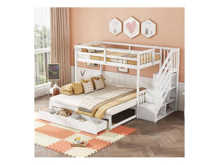 LuxusKollektion Kinderbett Etagenbett 90x200 mit Ausziehbett