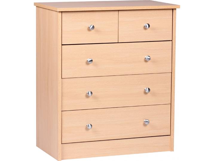 Wohnling Commode en hêtre 60 x 70 x 35 cm Sideboard Buffet avec 5 tiroirs ; WL1.338