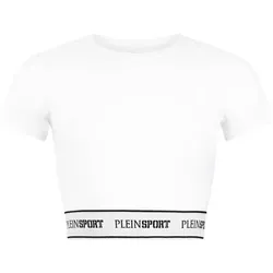 PLEIN SPORT Kurzarm-Rundhals-T-Shirt, Größe S in Weiß 01