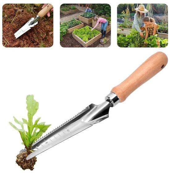 Ibenzoa Multifunctionele tuingereedschapset met onkruidsteker, massief hout en roestvrij staal