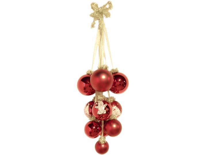 Christbaumschmuck KREBS GLAS LAUSCHA Glaskugel-Gehänge , rot, B:9cm H:35cm T:22cm, Glas, Weihnachtsbaumschmuck, Christbaumschmuck, Christbaumschmuck aus Glas, handgefertigt, Glaskugel Gehänge