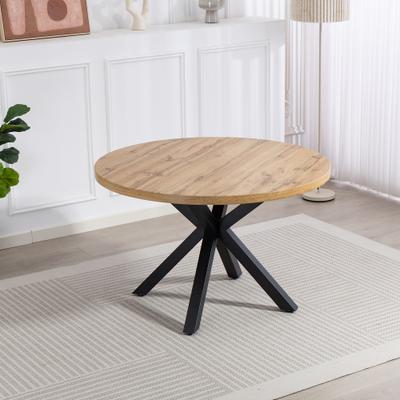 Esstisch DUO COLLECTION "Damira Tisch rund", beige (wildeiche dunkel, schwarz, wildeiche dunkel), B:120cm H:76cm T:120cm, Tische, Esstisch, Massives Metallgestell, Belastbarkeit bis 100 kg