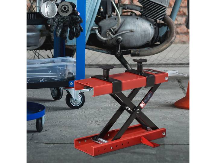DURHAND Cric Moto Central Métal Rouge 500kg Ajustable