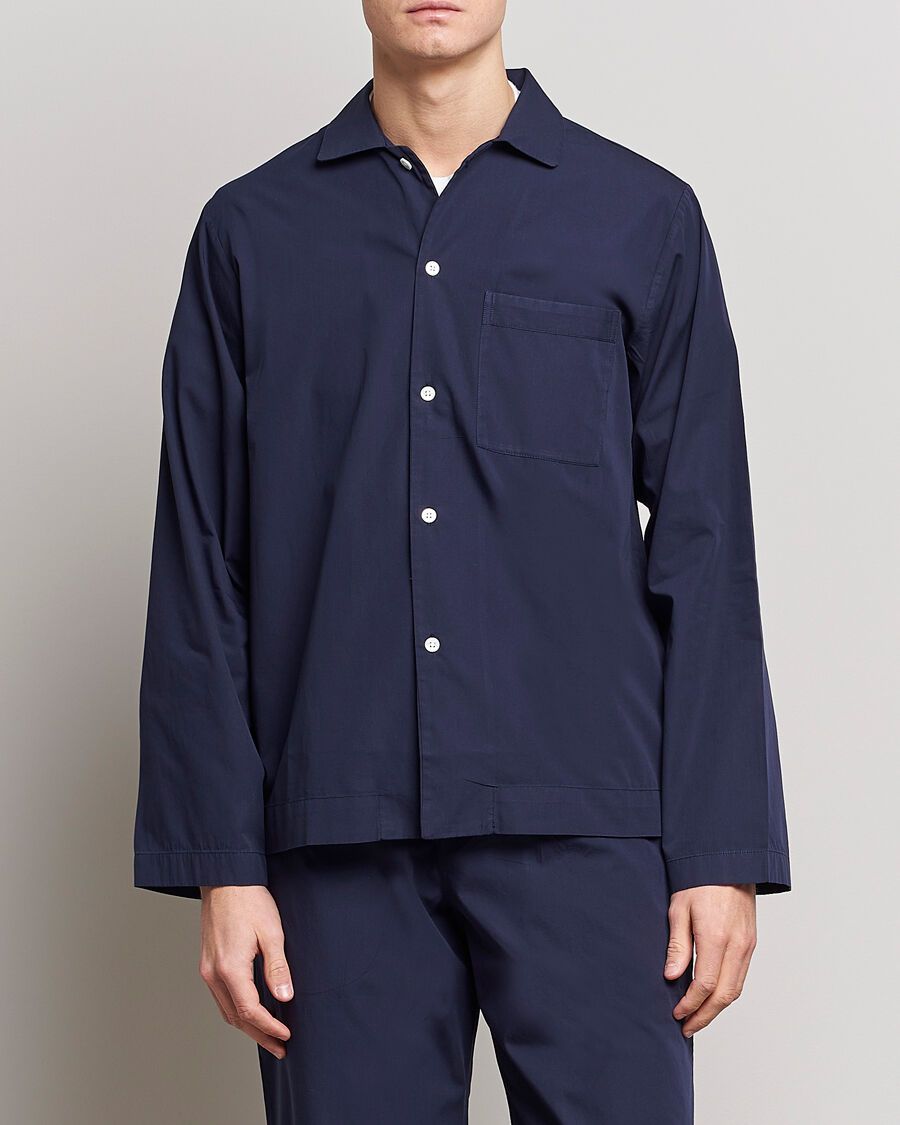 Tekla Poplin Pyjama Shirt True Navy men M Blå