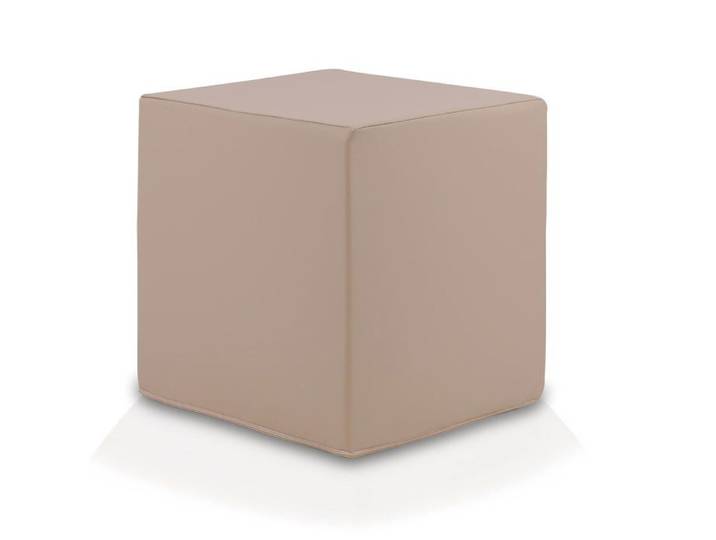 Pouf repose-pieds Block en simili cuir Déhoussable Pouf carré rembourré d'intérieur Beige E17 Ecopuf
