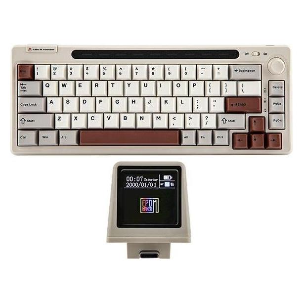 Epomaker Klawiatura mechaniczna RT65 Flamingo Switch szaro-biały/grey-white (US, Kabelgebunden, Kabellos) (KAT07140)